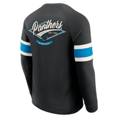 Fanatics Carolina Panthers Darius Rucker Collection Waffle-Knit Raglan Long Sleeve Henley T-Shirt Black