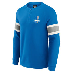 Fanatics Detroit Lions Darius Rucker Collection Waffle-Knit Raglan Long Sleeve Henley T-Shirt Blue