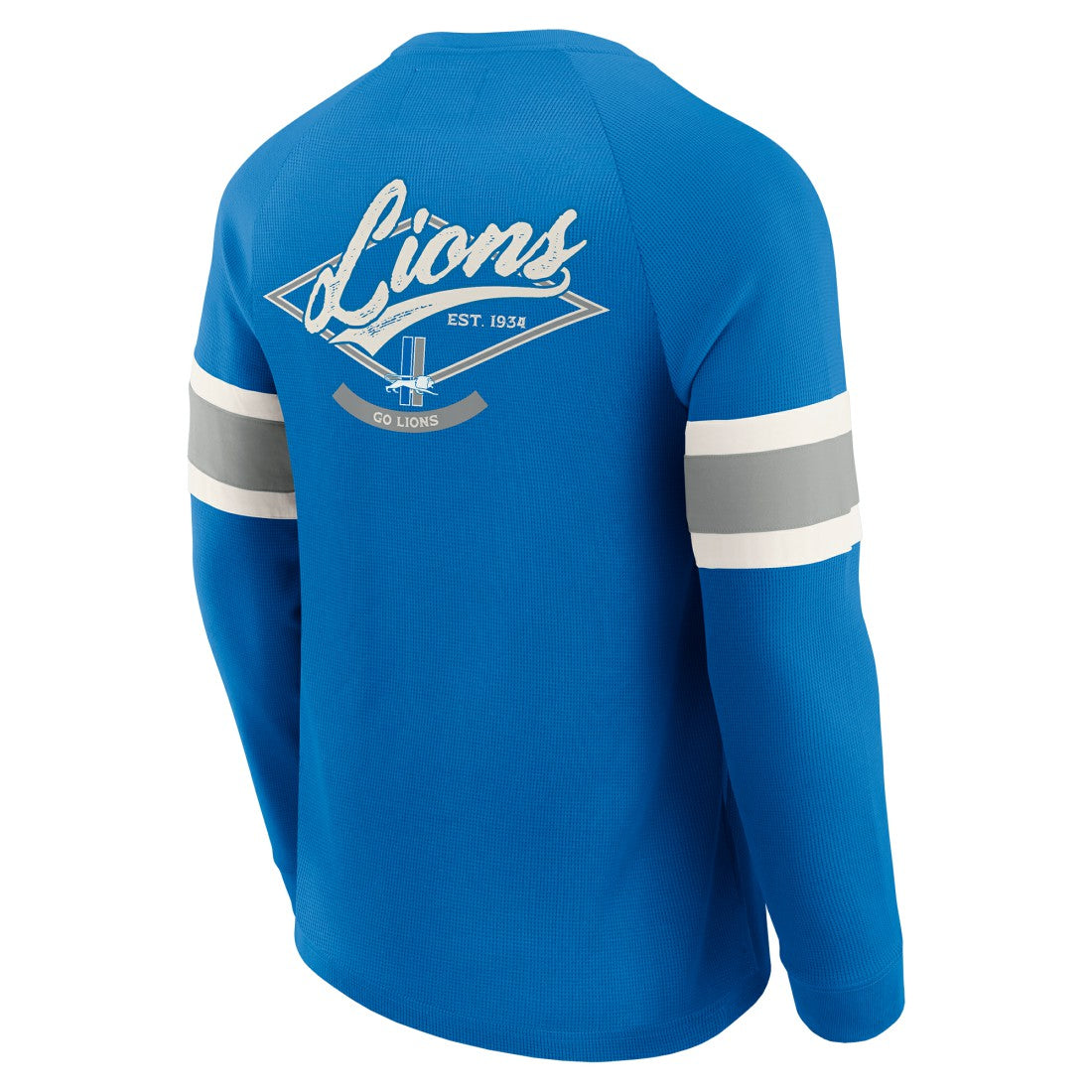 Fanatics Detroit Lions Darius Rucker Collection Waffle-Knit Raglan Long Sleeve Henley T-Shirt Blue