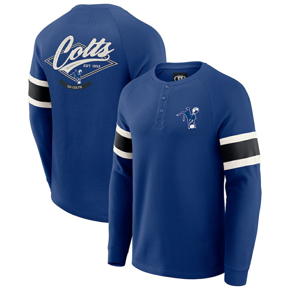 Fanatics Indianapolis Colts Darius Rucker Collection Waffle-Knit Raglan Long Sleeve Henley T-Shirt Royal