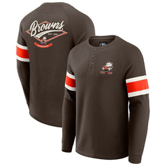 Fanatics Cleveland Browns Darius Rucker Collection Waffle-Knit Raglan Long Sleeve Henley T-Shirt Brown