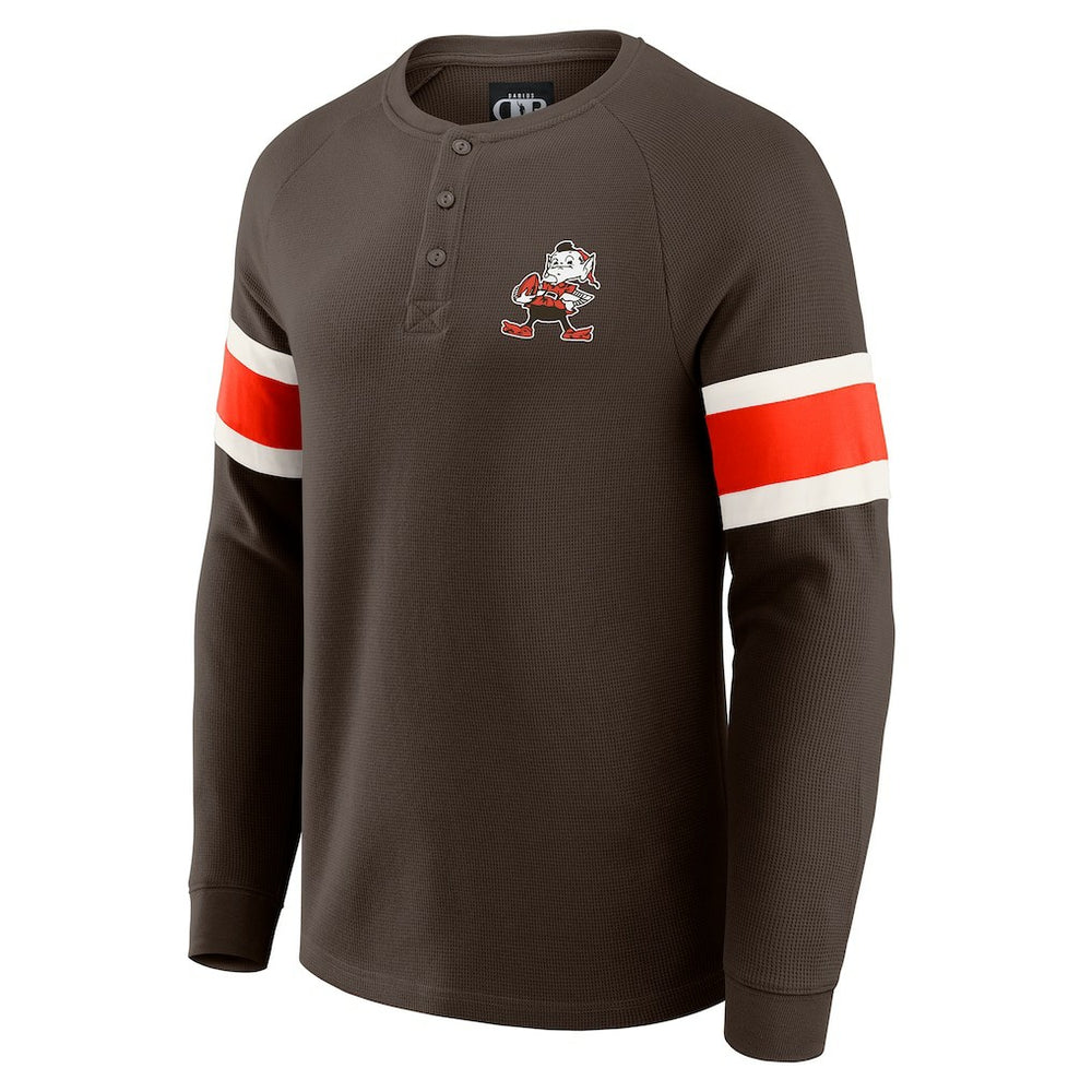 Fanatics Cleveland Browns Darius Rucker Collection Waffle-Knit Raglan Long Sleeve Henley T-Shirt Brown