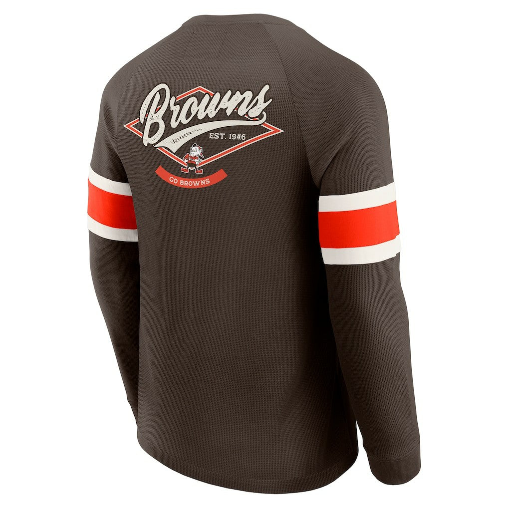 Fanatics Cleveland Browns Darius Rucker Collection Waffle-Knit Raglan Long Sleeve Henley T-Shirt Brown