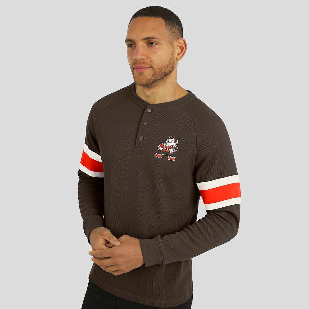 Fanatics Cleveland Browns Darius Rucker Collection Waffle-Knit Raglan Long Sleeve Henley T-Shirt Brown