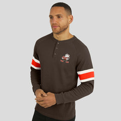 Fanatics Cleveland Browns Darius Rucker Collection Waffle-Knit Raglan Long Sleeve Henley T-Shirt Brown