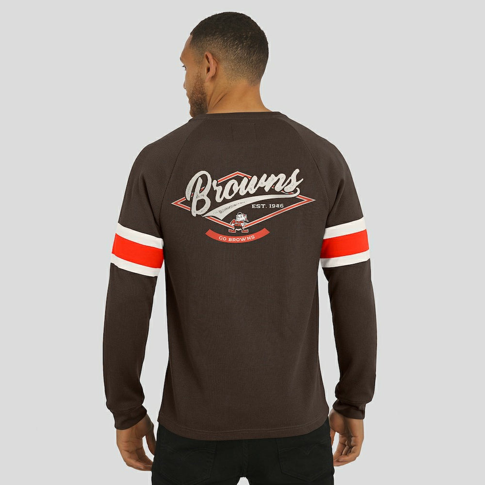 Fanatics Cleveland Browns Darius Rucker Collection Waffle-Knit Raglan Long Sleeve Henley T-Shirt Brown