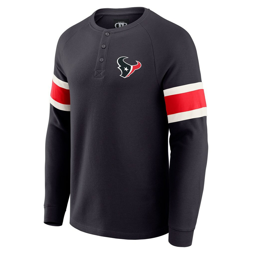 Fanatics Houston Texans Darius Rucker Collection Waffle-Knit Raglan Long Sleeve Henley T-Shirt Navy