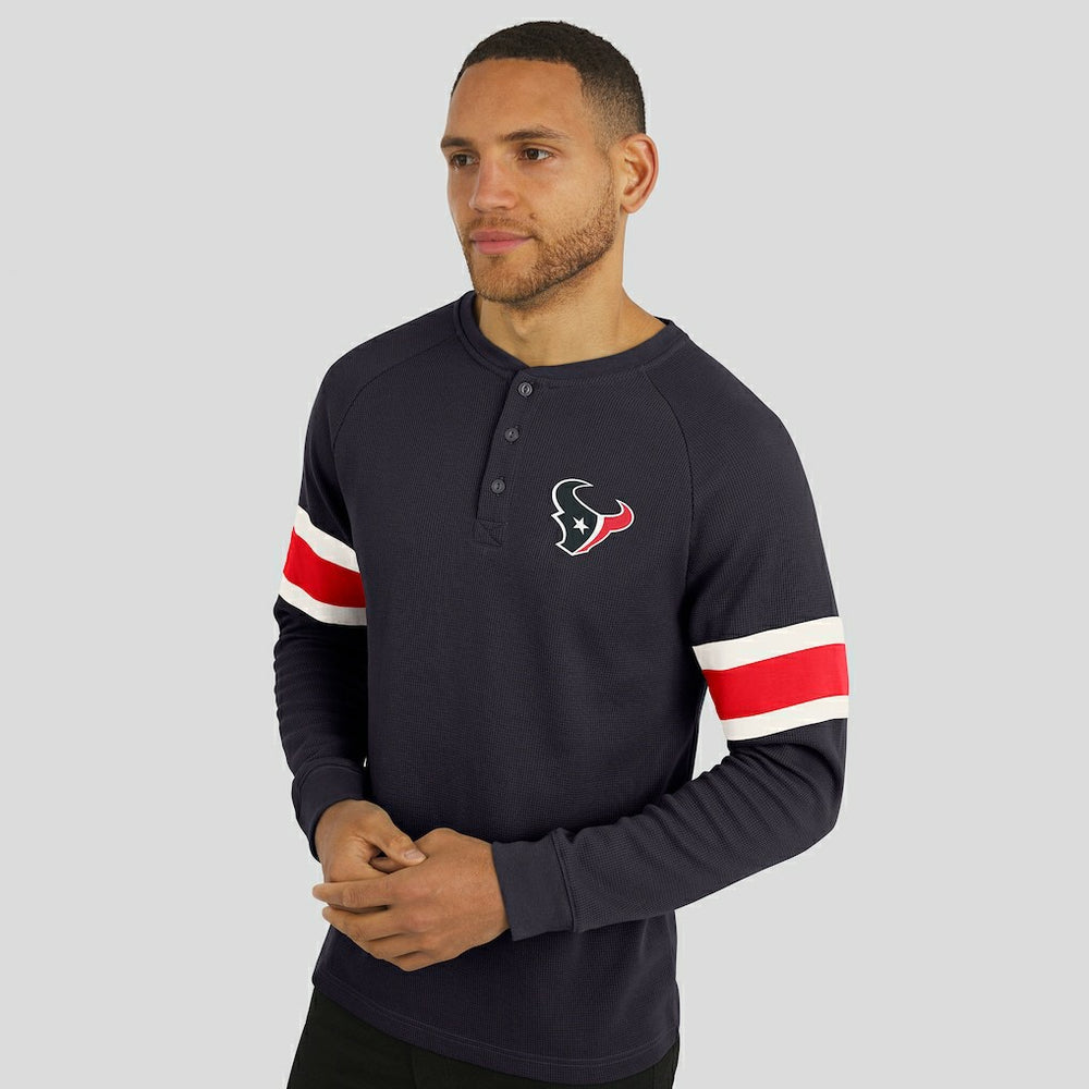 Fanatics Houston Texans Darius Rucker Collection Waffle-Knit Raglan Long Sleeve Henley T-Shirt Navy