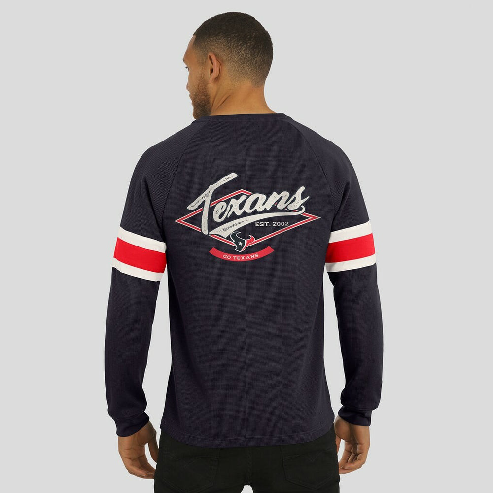 Fanatics Houston Texans Darius Rucker Collection Waffle-Knit Raglan Long Sleeve Henley T-Shirt Navy
