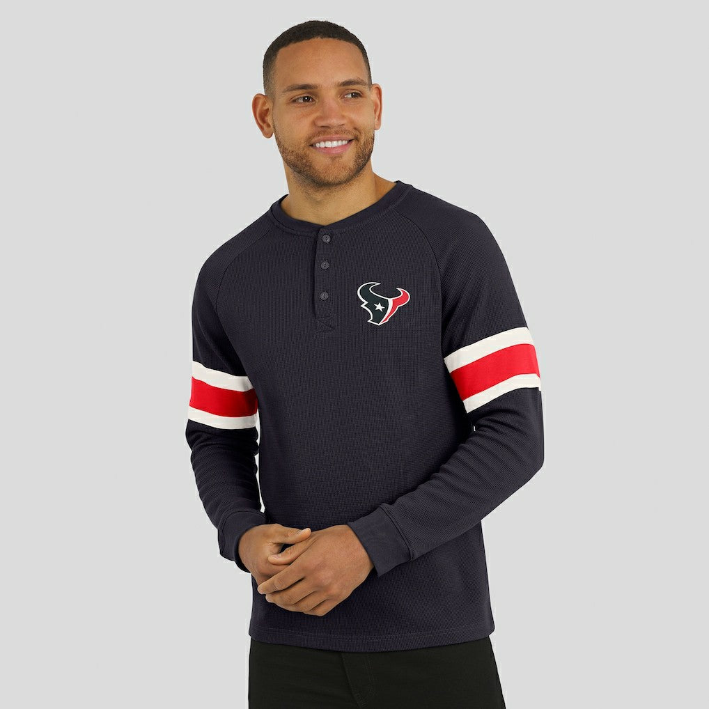 Fanatics Houston Texans Darius Rucker Collection Waffle-Knit Raglan Long Sleeve Henley T-Shirt Navy