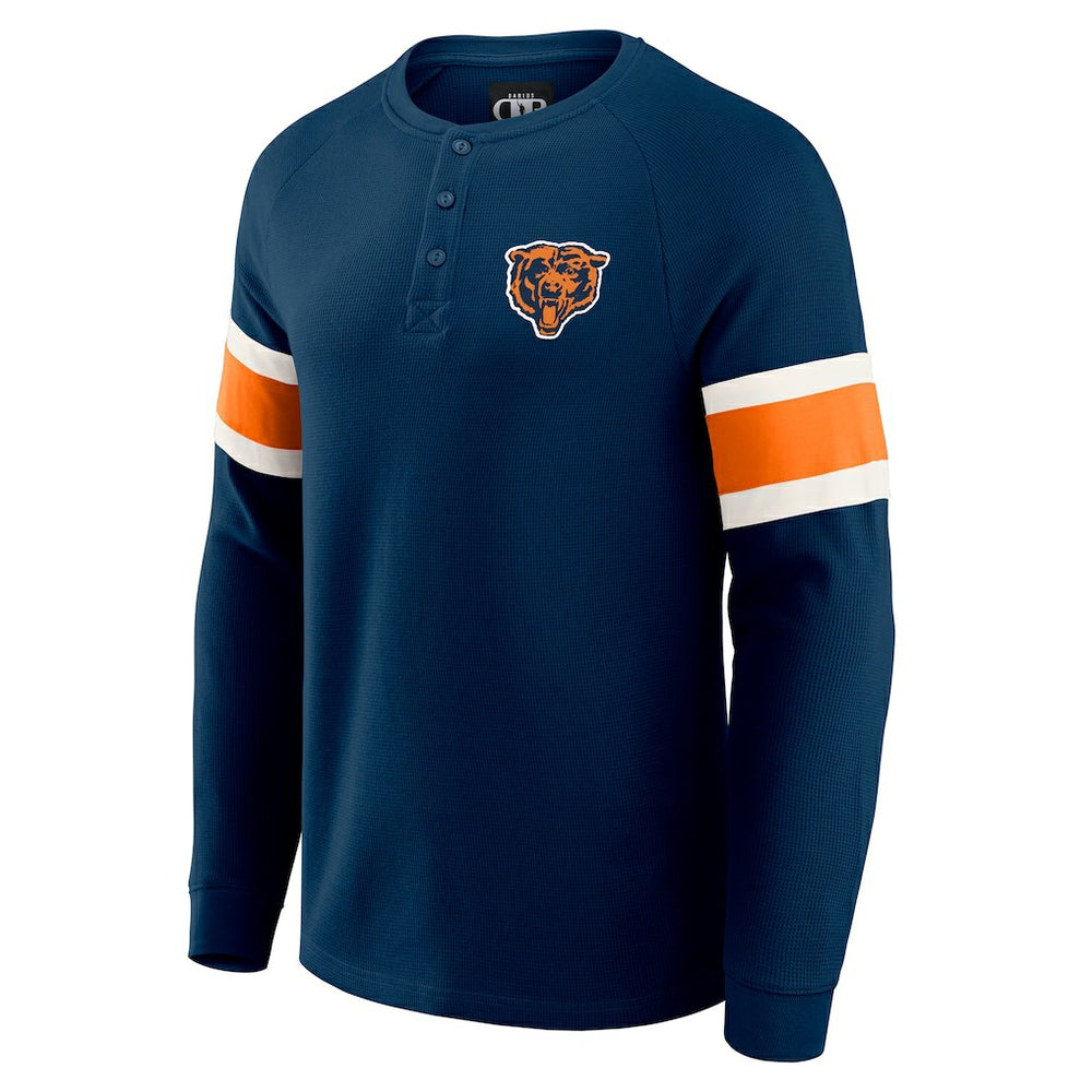 Fanatics Chicago Bears Darius Rucker Collection Waffle-Knit Raglan Long Sleeve Henley T-Shirt Navy