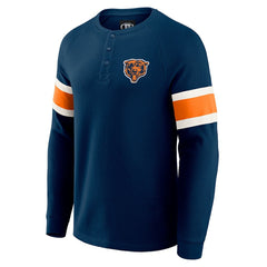 Fanatics Chicago Bears Darius Rucker Collection Waffle-Knit Raglan Long Sleeve Henley T-Shirt Navy