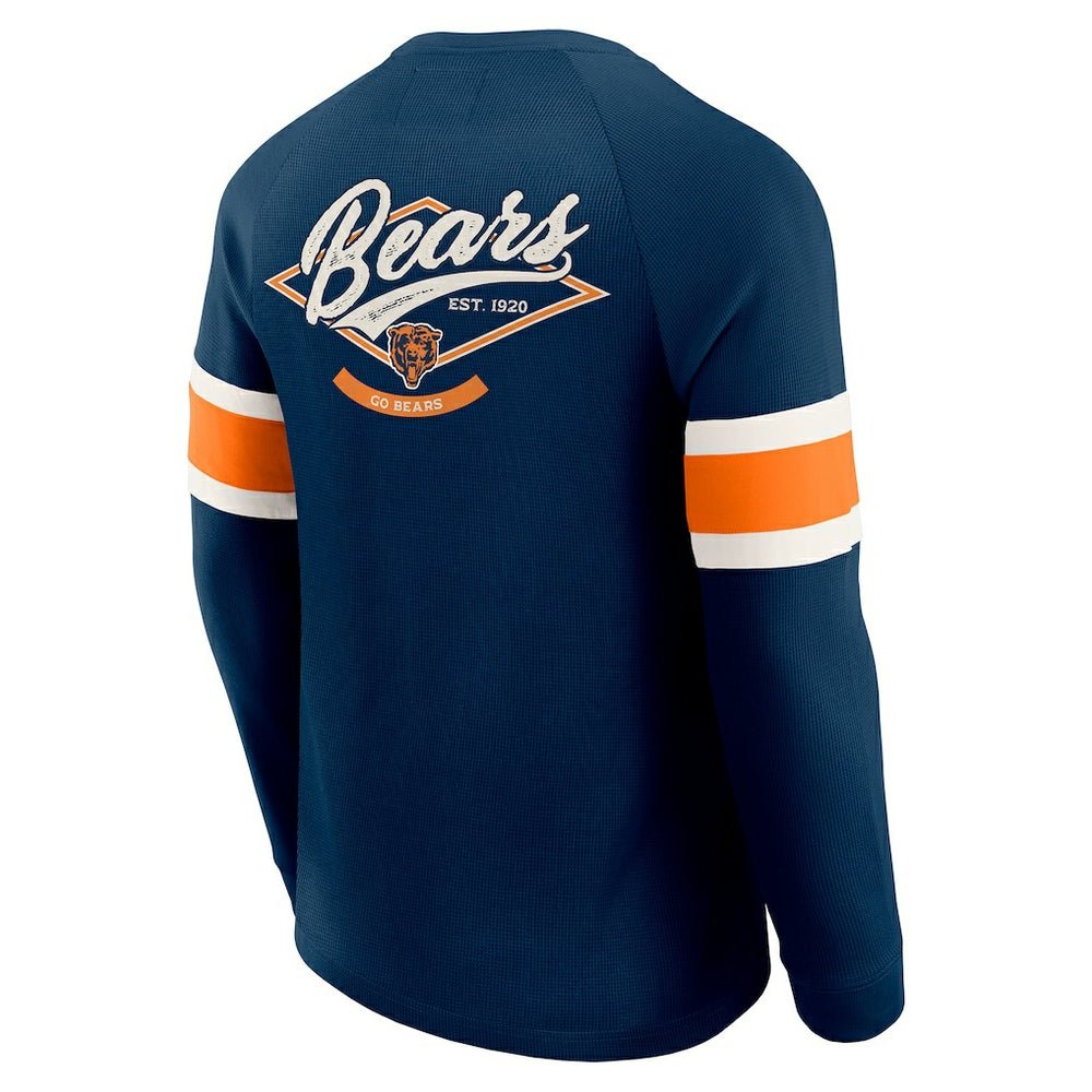 Fanatics Chicago Bears Darius Rucker Collection Waffle-Knit Raglan Long Sleeve Henley T-Shirt Navy