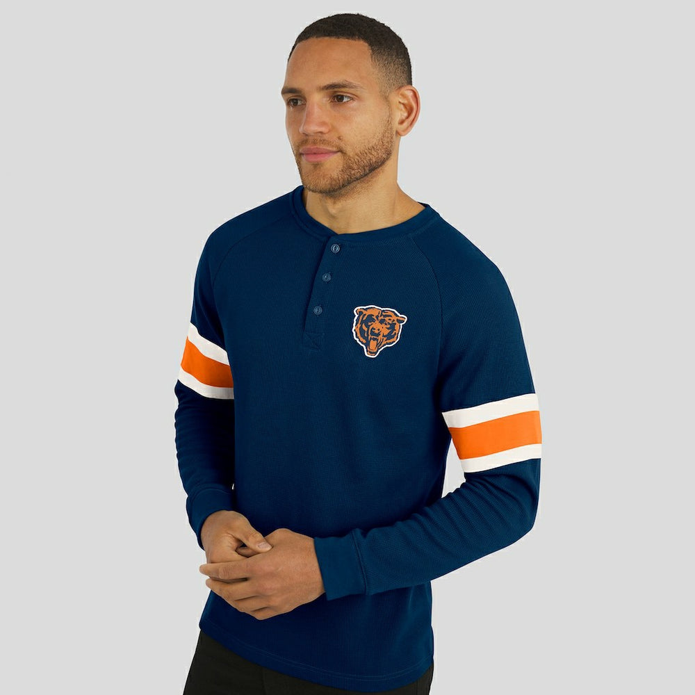 Fanatics Chicago Bears Darius Rucker Collection Waffle-Knit Raglan Long Sleeve Henley T-Shirt Navy