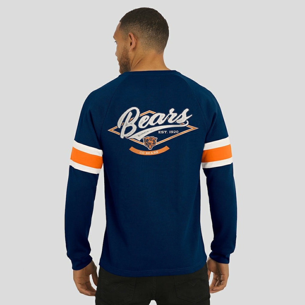 Fanatics Chicago Bears Darius Rucker Collection Waffle-Knit Raglan Long Sleeve Henley T-Shirt Navy