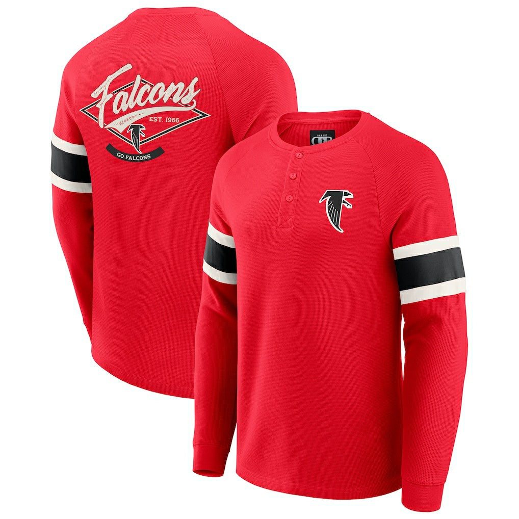 Fanatics Atlanta Falcons Darius Rucker Collection Waffle-Knit Raglan Long Sleeve Henley T-Shirt Red