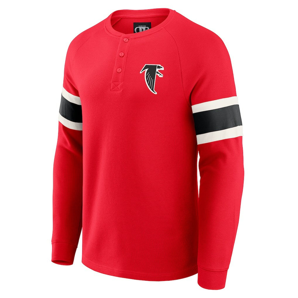 Fanatics Atlanta Falcons Darius Rucker Collection Waffle-Knit Raglan Long Sleeve Henley T-Shirt Red