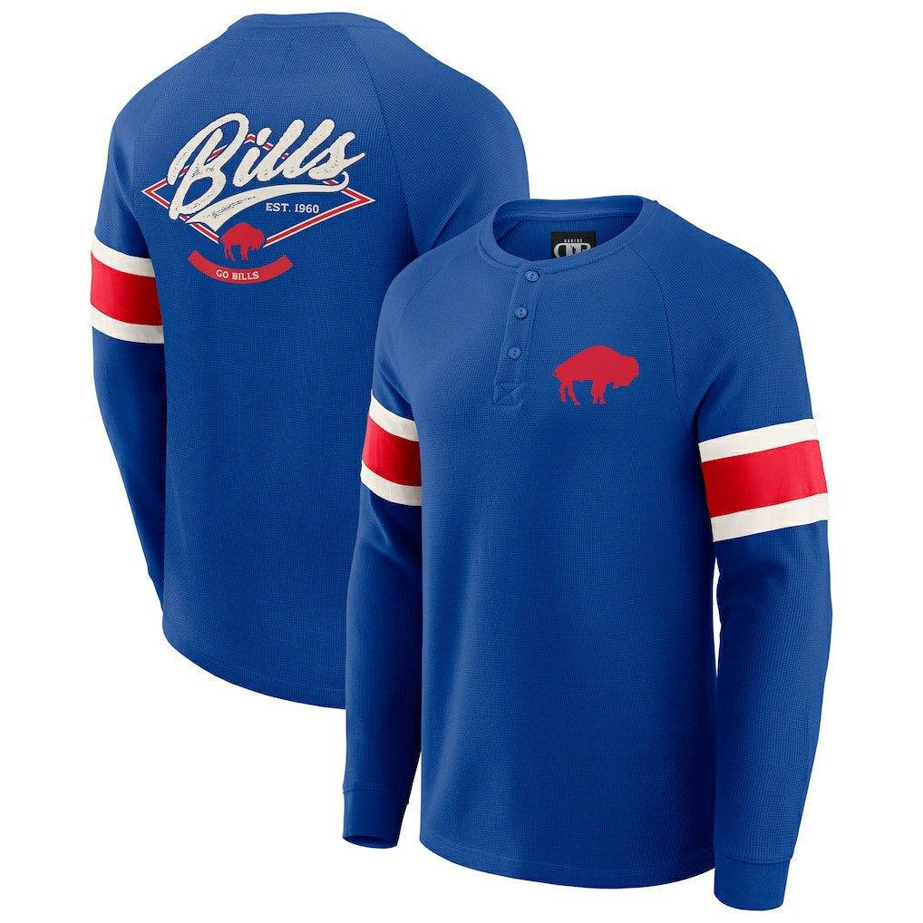 Fanatics Buffalo Bills Darius Rucker Collection Waffle-Knit Raglan Long Sleeve Henley T-Shirt Royal
