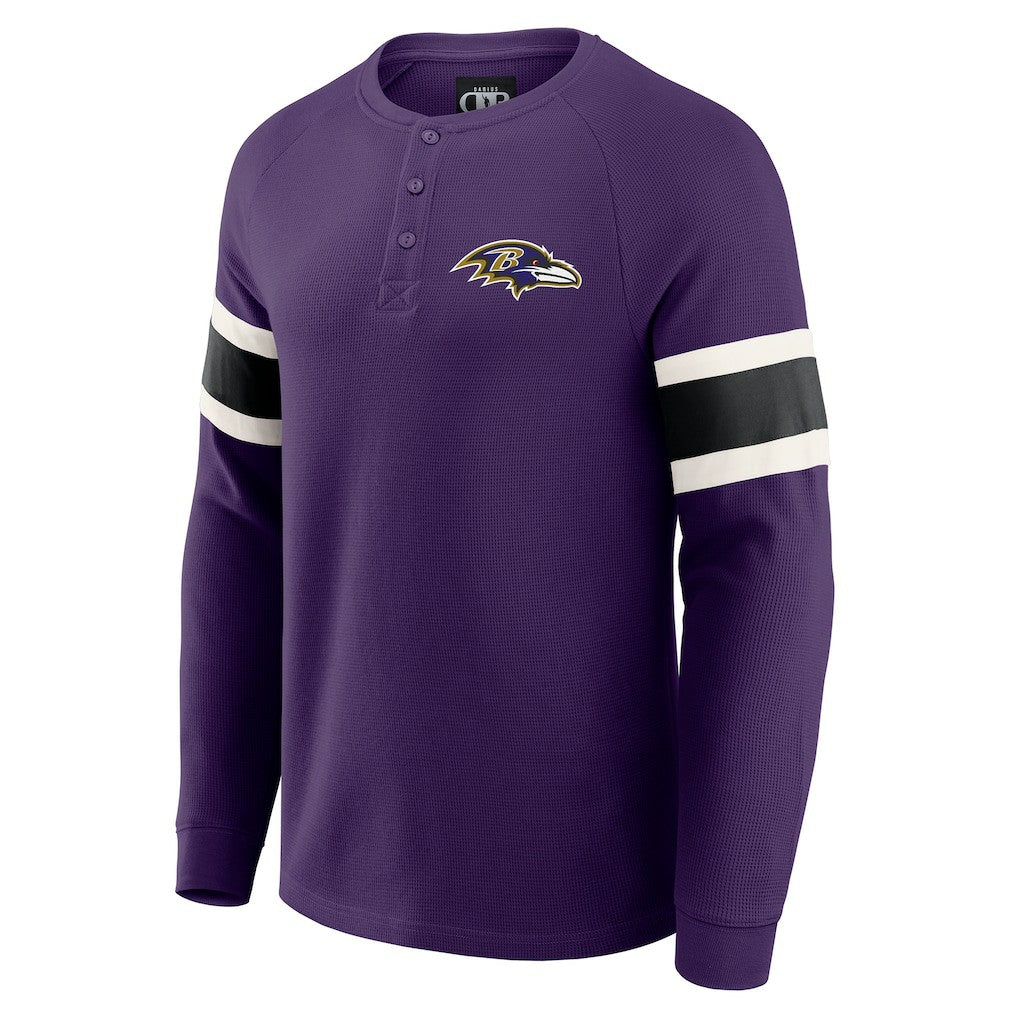 Fanatics Baltimore Ravens Darius Rucker Collection Waffle-Knit Raglan Long Sleeve Henley T-Shirt Purple
