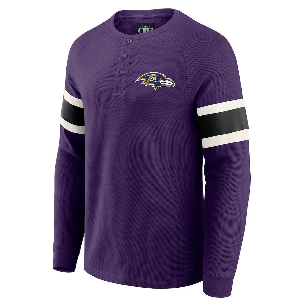 Fanatics Baltimore Ravens Darius Rucker Collection Waffle-Knit Raglan Long Sleeve Henley T-Shirt Purple