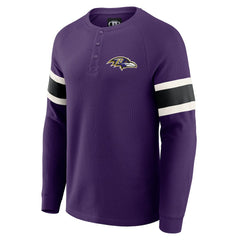 Fanatics Baltimore Ravens Darius Rucker Collection Waffle-Knit Raglan Long Sleeve Henley T-Shirt Purple