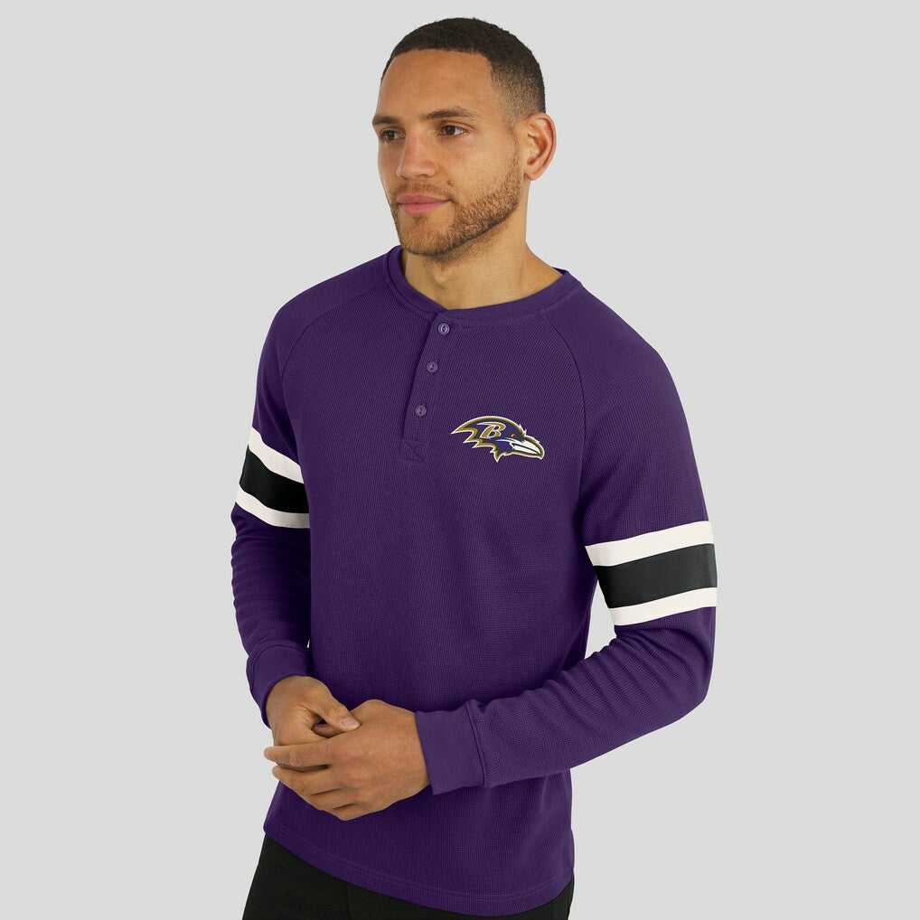 Fanatics Baltimore Ravens Darius Rucker Collection Waffle-Knit Raglan Long Sleeve Henley T-Shirt Purple