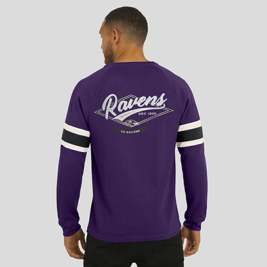 Fanatics Baltimore Ravens Darius Rucker Collection Waffle-Knit Raglan Long Sleeve Henley T-Shirt Purple
