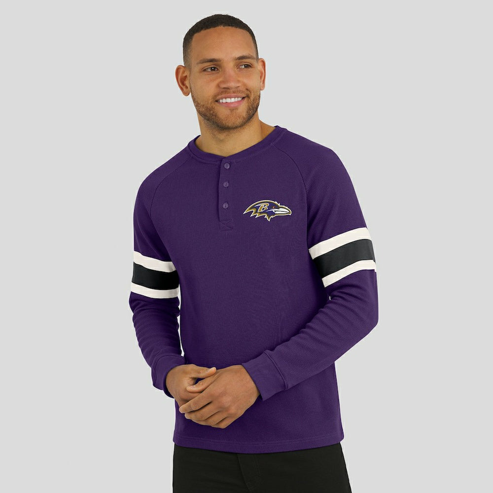Fanatics Baltimore Ravens Darius Rucker Collection Waffle-Knit Raglan Long Sleeve Henley T-Shirt Purple