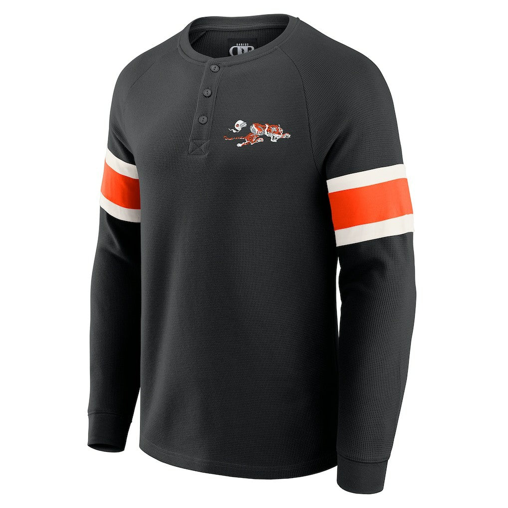 Fanatics Cincinnati Bengals Darius Rucker Collection Waffle-Knit Raglan Long Sleeve Henley T-Shirt Black