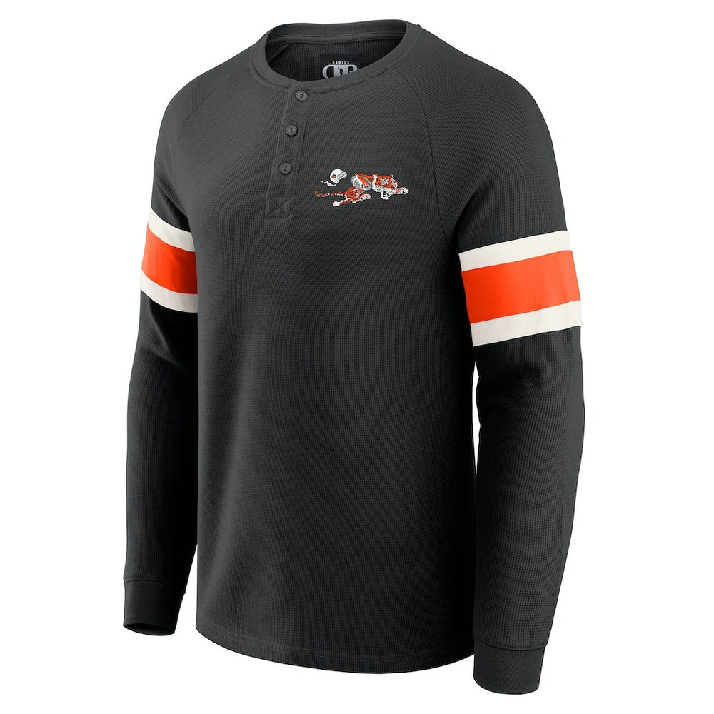 Fanatics Cincinnati Bengals Darius Rucker Collection Waffle-Knit Raglan Long Sleeve Henley T-Shirt Black