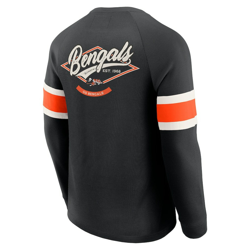 Fanatics Cincinnati Bengals Darius Rucker Collection Waffle-Knit Raglan Long Sleeve Henley T-Shirt Black