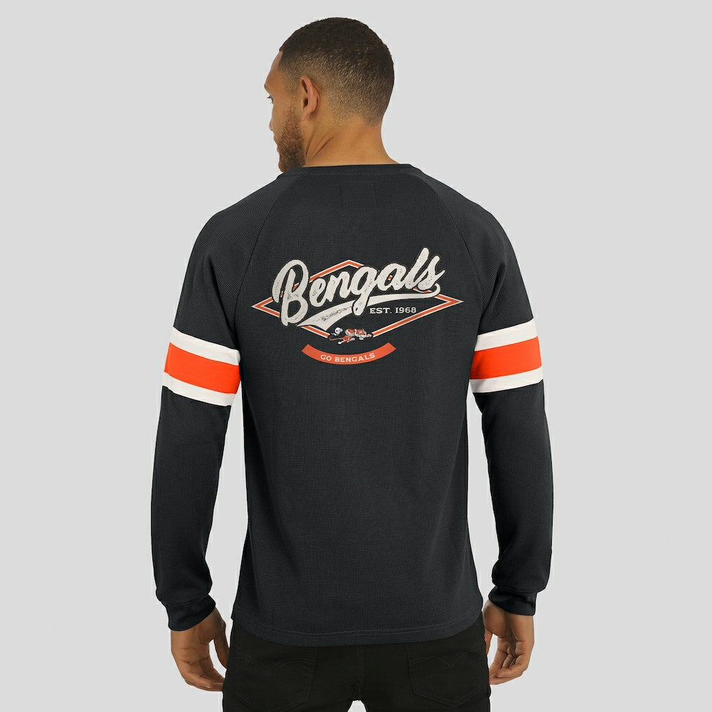 Fanatics Cincinnati Bengals Darius Rucker Collection Waffle-Knit Raglan Long Sleeve Henley T-Shirt Black
