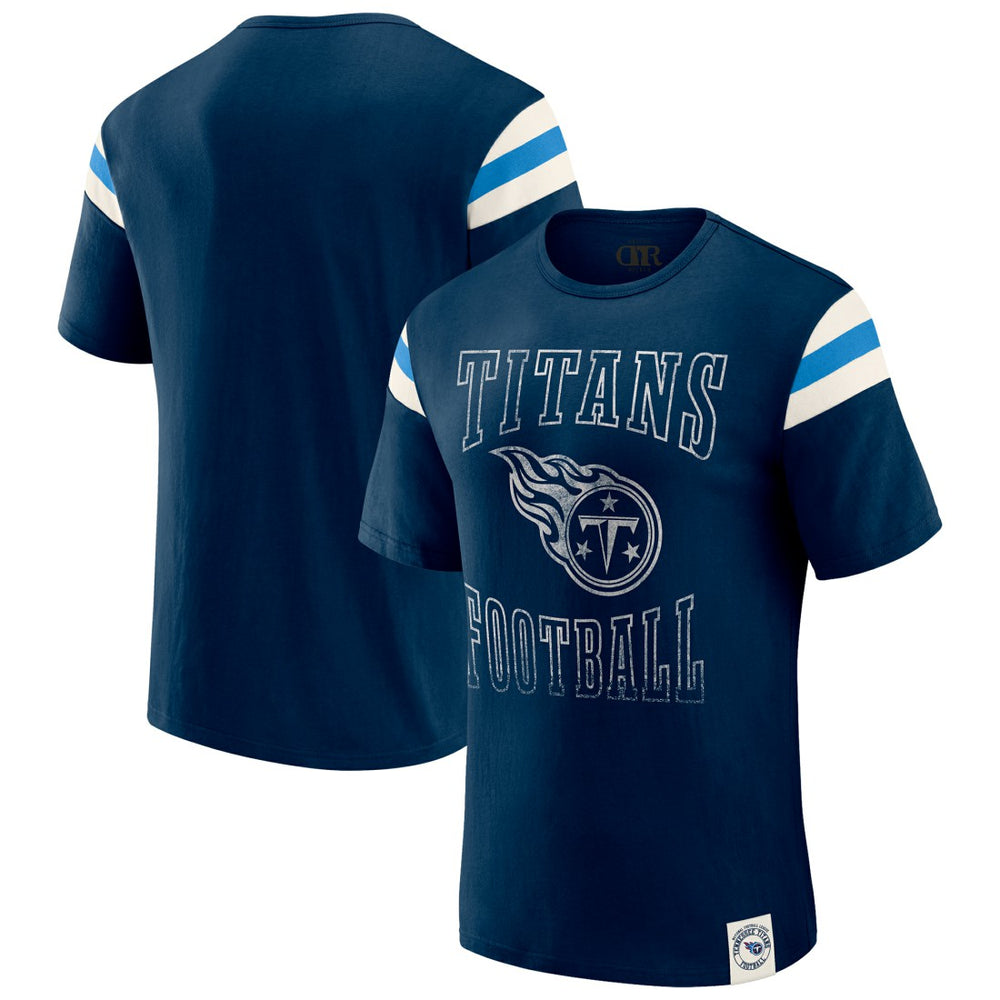 Fanatics Tennessee Titans Darius Rucker Collection Football Stripe Sleeve T-Shirt Navy