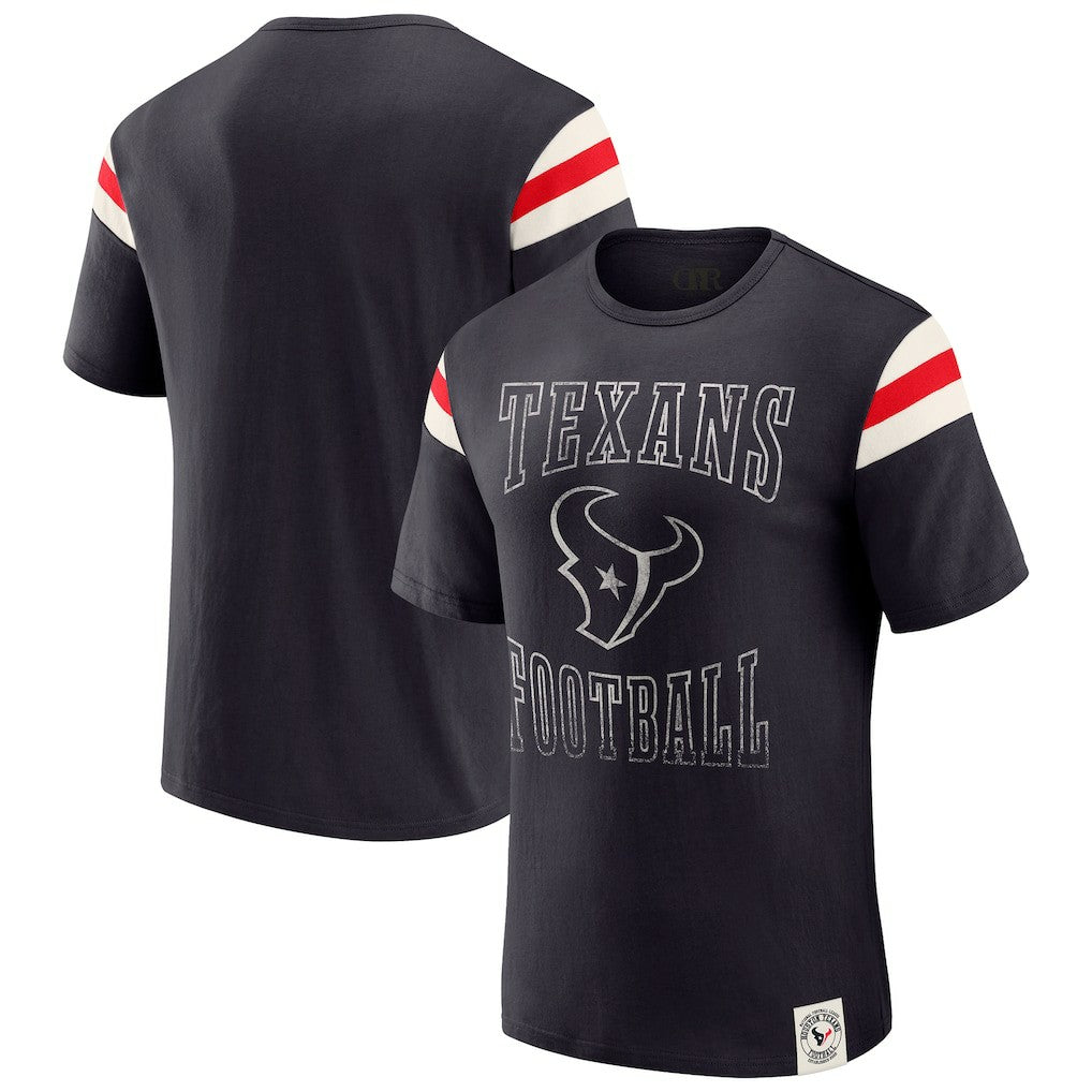 Fanatics Houston Texans Darius Rucker Collection Football Stripe Sleeve T-Shirt Navy