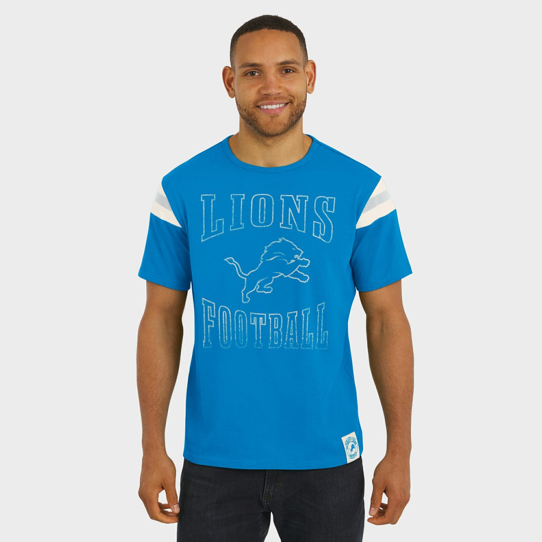 Fanatics Detroit Lions Darius Rucker Collection Football Stripe Sleeve T-Shirt Blue