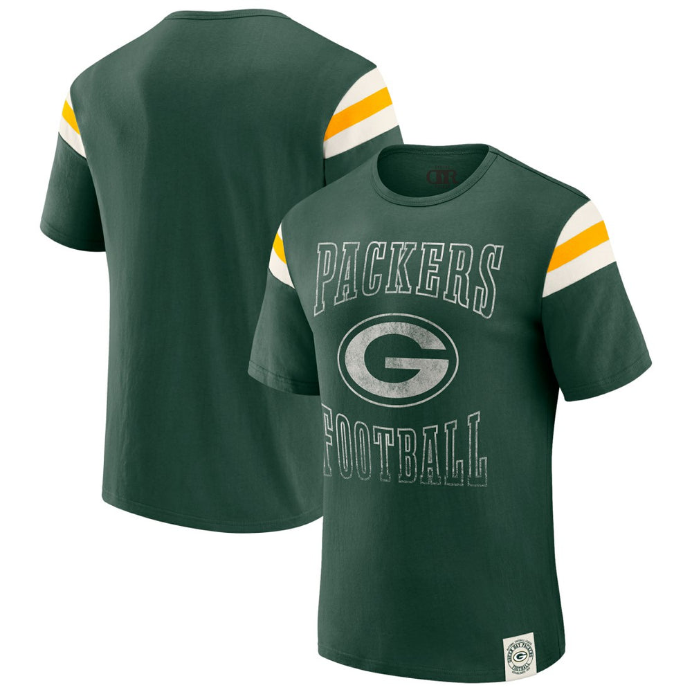 Fanatics Green Bay Packers Darius Rucker Collection Football Stripe Sleeve T-Shirt Green
