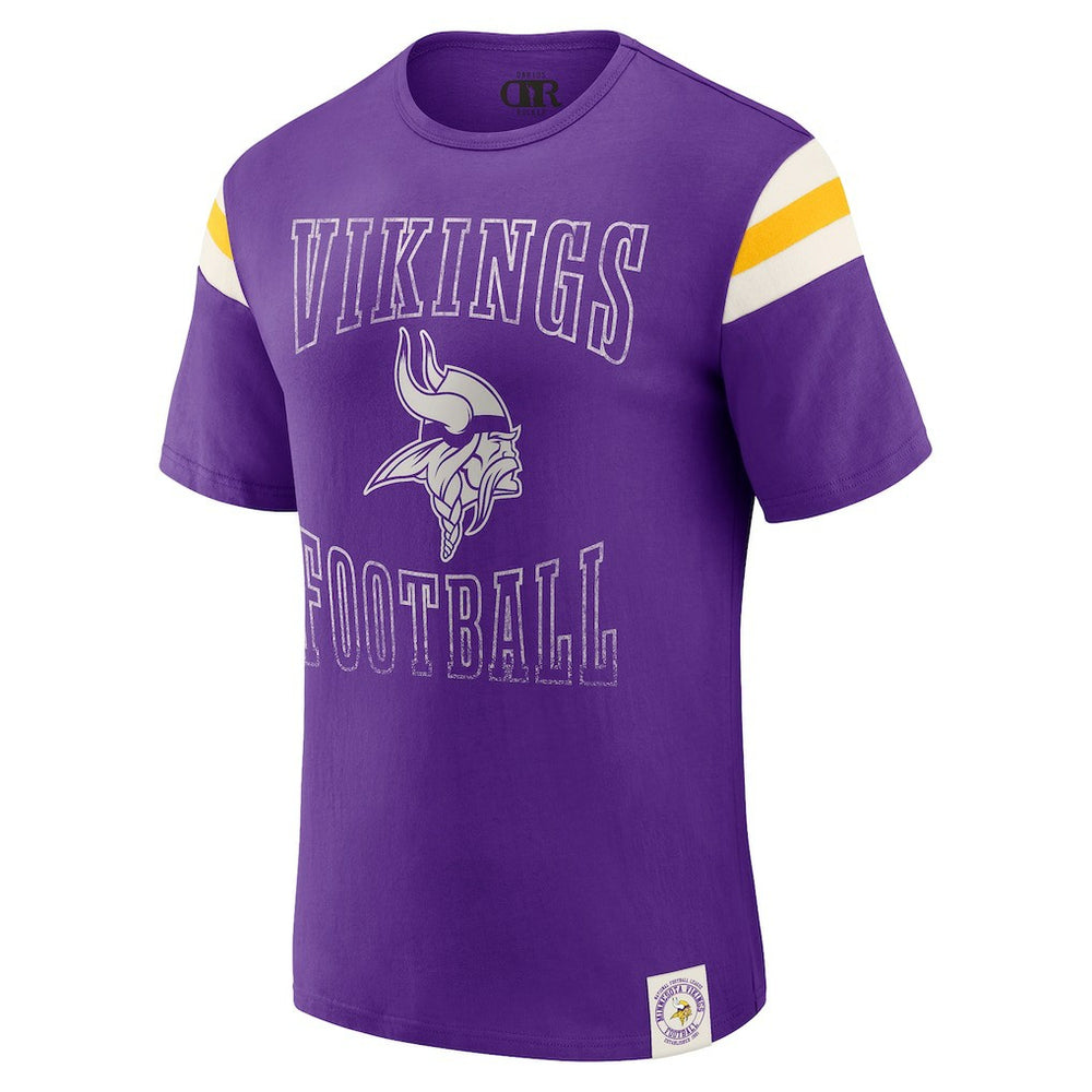 Fanatics Minnesota Vikings Darius Rucker Collection Football Stripe Sleeve T-Shirt Purple