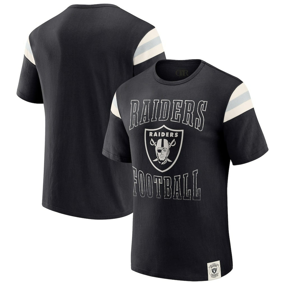Fanatics Las Vegas Raiders Darius Rucker Collection Football Stripe Sleeve T-Shirt Black