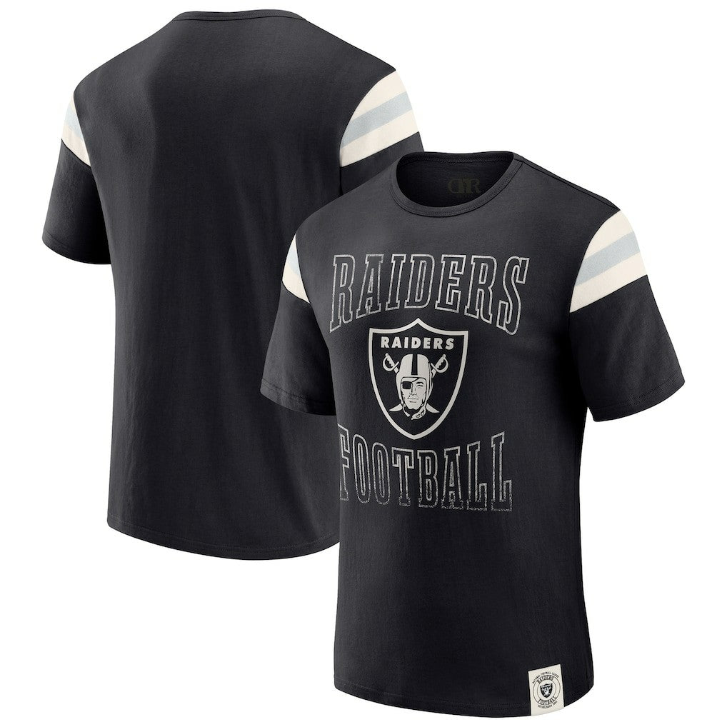Fanatics Las Vegas Raiders Darius Rucker Collection Football Stripe Sleeve T-Shirt Black