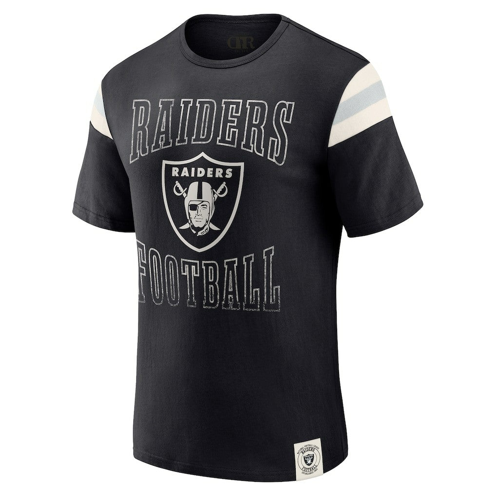 Fanatics Las Vegas Raiders Darius Rucker Collection Football Stripe Sleeve T-Shirt Black