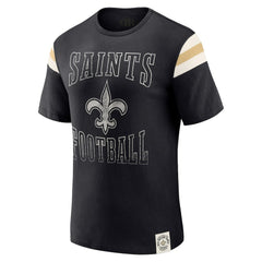 Fanatics New Orleans Saints Darius Rucker Collection Football Stripe Sleeve T-Shirt Black