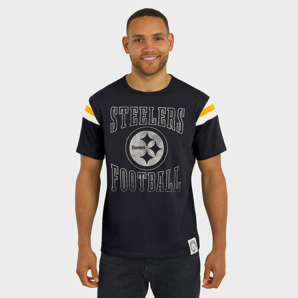 Fanatics Pittsburgh Steelers Darius Rucker Collection Football Stripe Sleeve T-Shirt Black