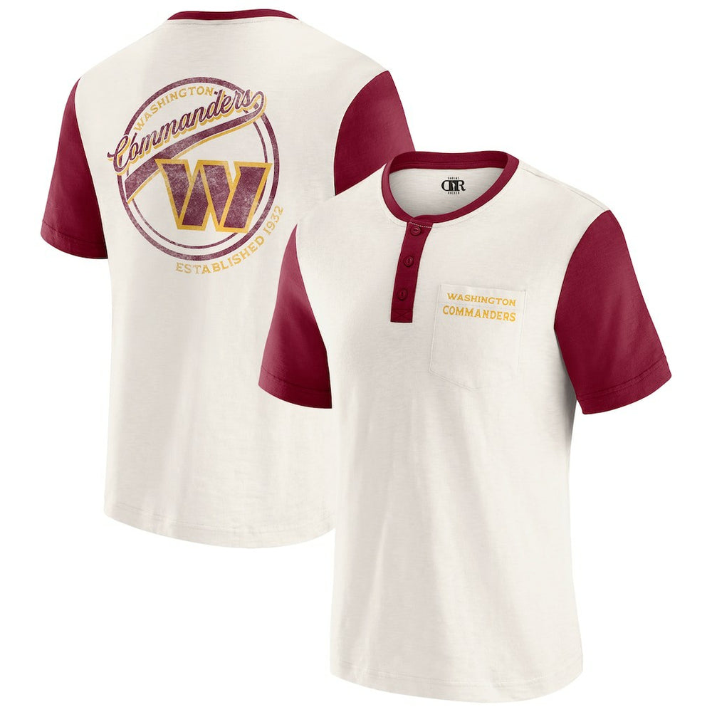 Fanatics Washington Commanders Darius Rucker Collection Henley Colorblock Slub Pocket T-Shirt Cream