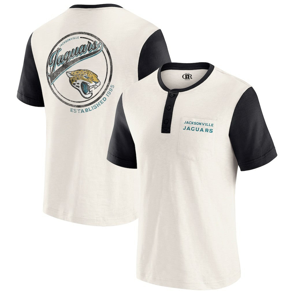Fanatics Jacksonville Jaguars Darius Rucker Collection Henley Colorblock Slub Pocket T-Shirt Cream
