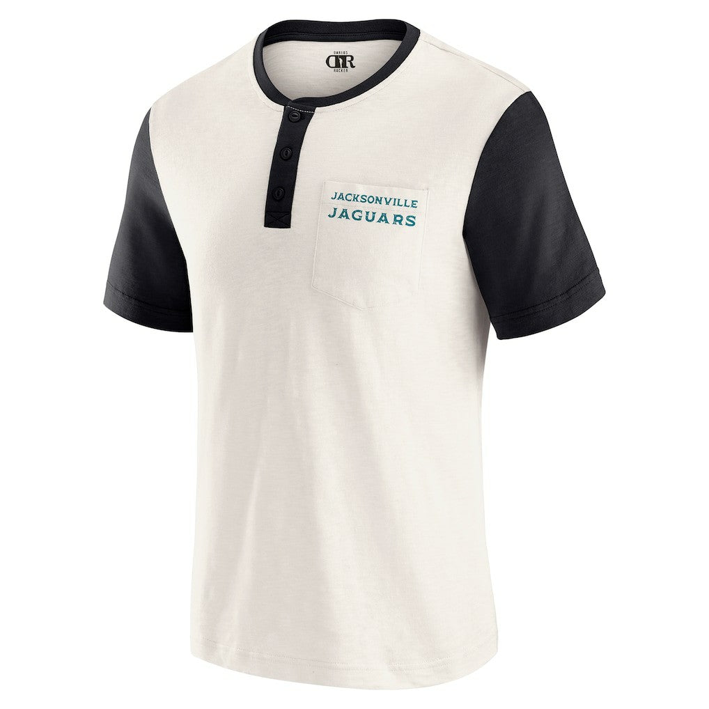 Fanatics Jacksonville Jaguars Darius Rucker Collection Henley Colorblock Slub Pocket T-Shirt Cream