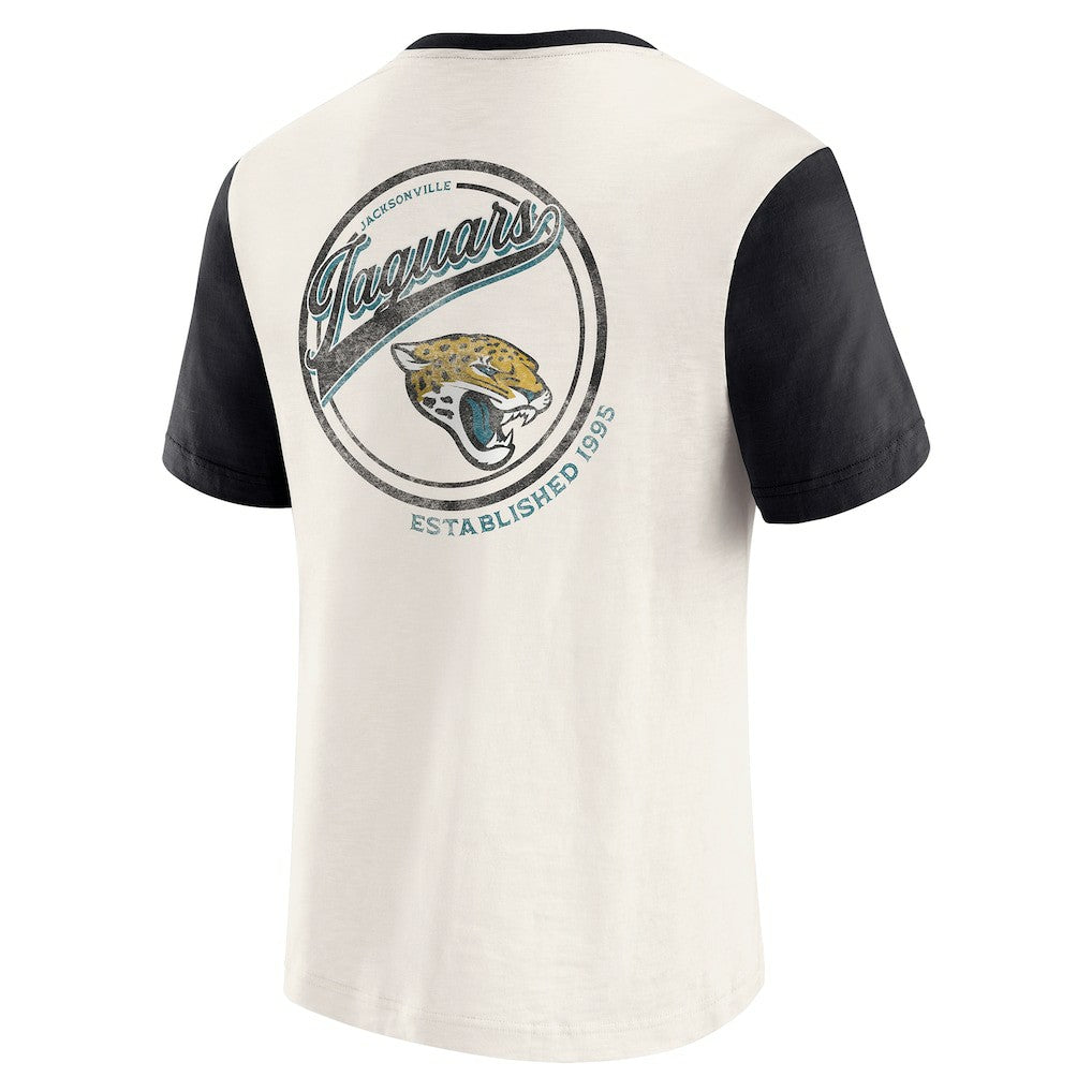 Fanatics Jacksonville Jaguars Darius Rucker Collection Henley Colorblock Slub Pocket T-Shirt Cream