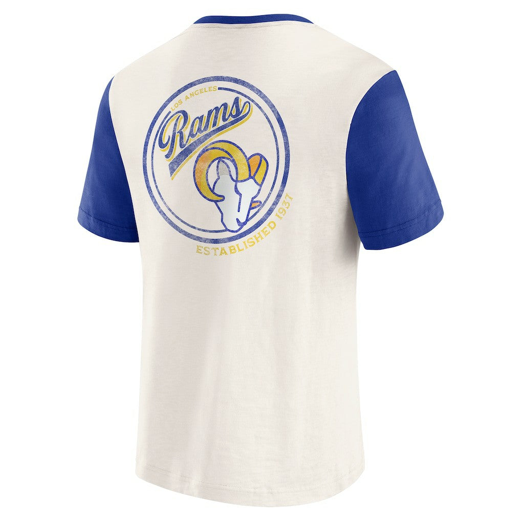 Fanatics Los Angeles Rams Darius Rucker Collection Henley Colorblock Slub Pocket T-Shirt Cream