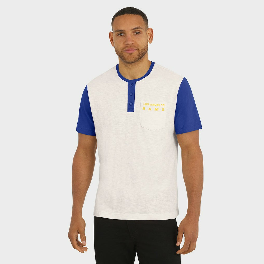 Fanatics Los Angeles Rams Darius Rucker Collection Henley Colorblock Slub Pocket T-Shirt Cream