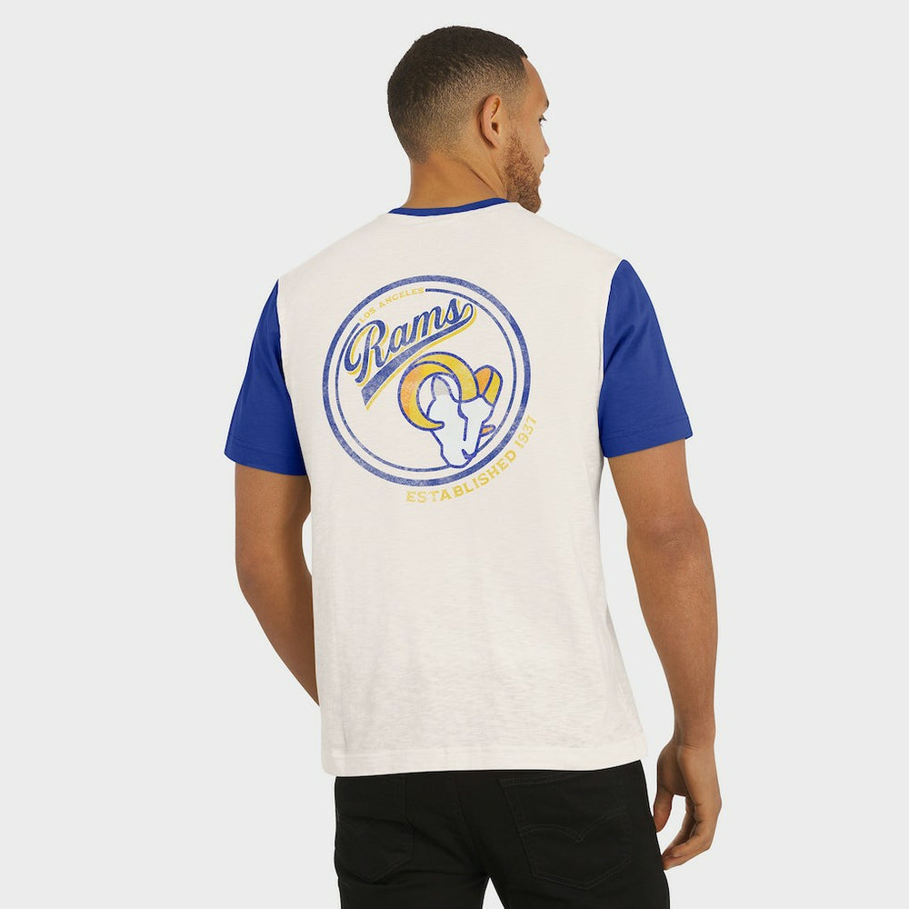 Fanatics Los Angeles Rams Darius Rucker Collection Henley Colorblock Slub Pocket T-Shirt Cream