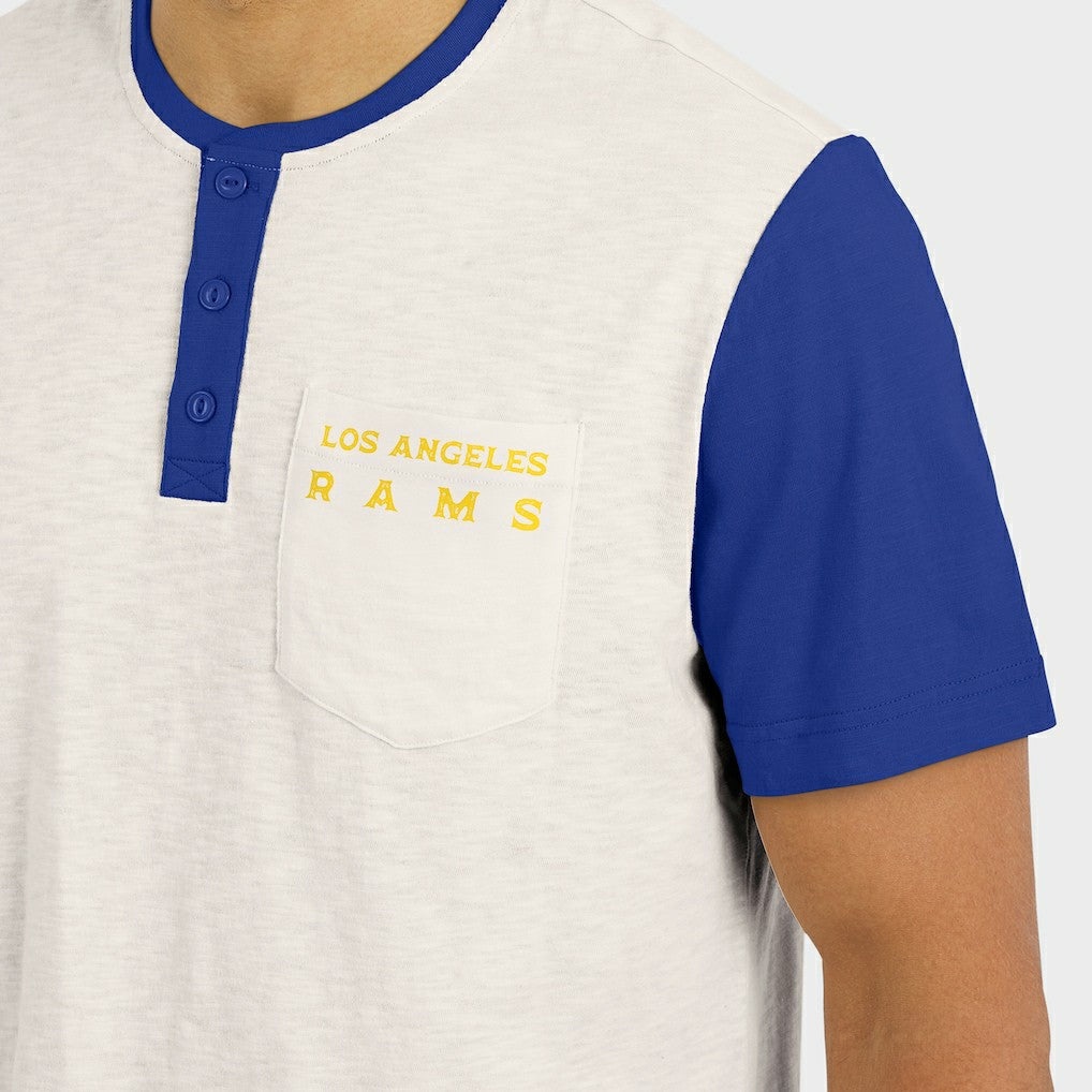 Fanatics Los Angeles Rams Darius Rucker Collection Henley Colorblock Slub Pocket T-Shirt Cream